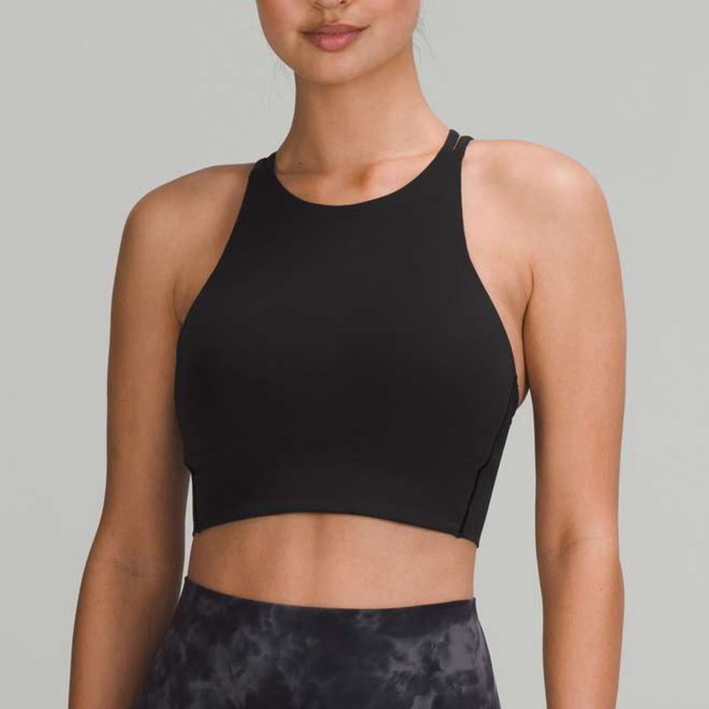 Lululemon Like A Cloud Black High-Neck Longline Sports Bra Top - Size 8